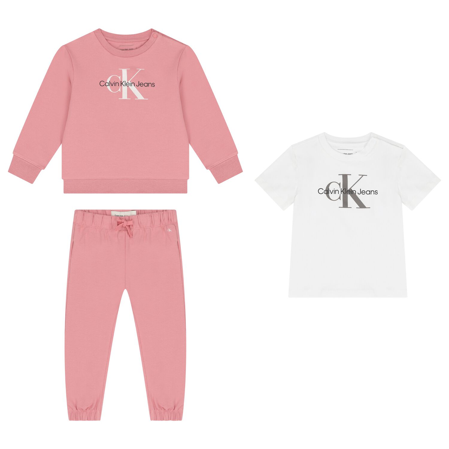 Baby Girls Pink & White Tracksuit 3-Piece Set, 7, hi-res image number null