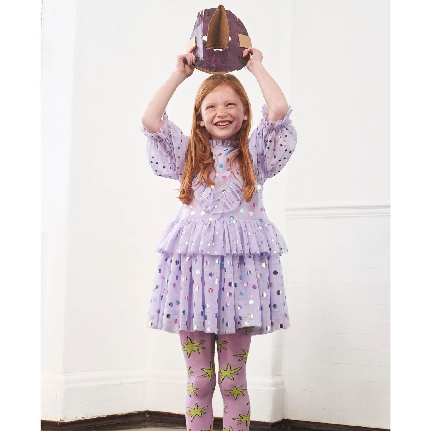 Girls Purple Polka Dot Tulle Dress, 1, hi-res image number null