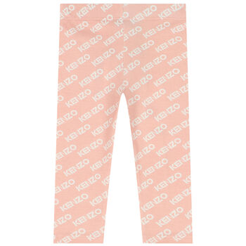 Younger Girls Pink Logo Leggings