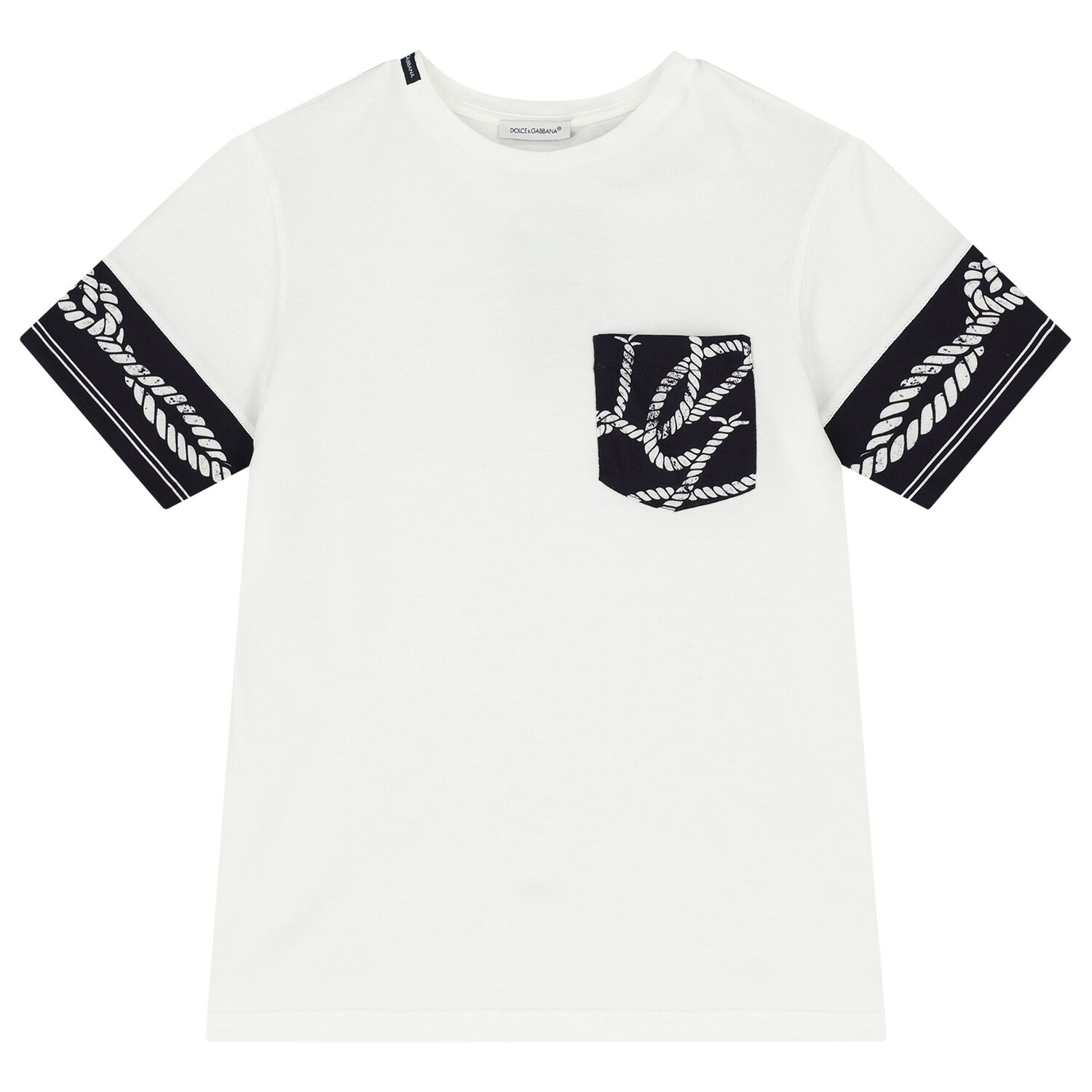 Boys White & Navy Blue Marina T-Shirt, 1, hi-res