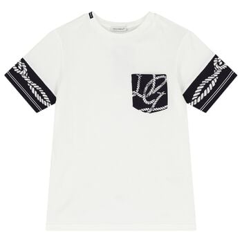Boys White & Navy Blue Marina T-Shirt