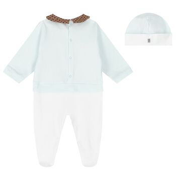 Baby Boys Blue & White Babygrow Set