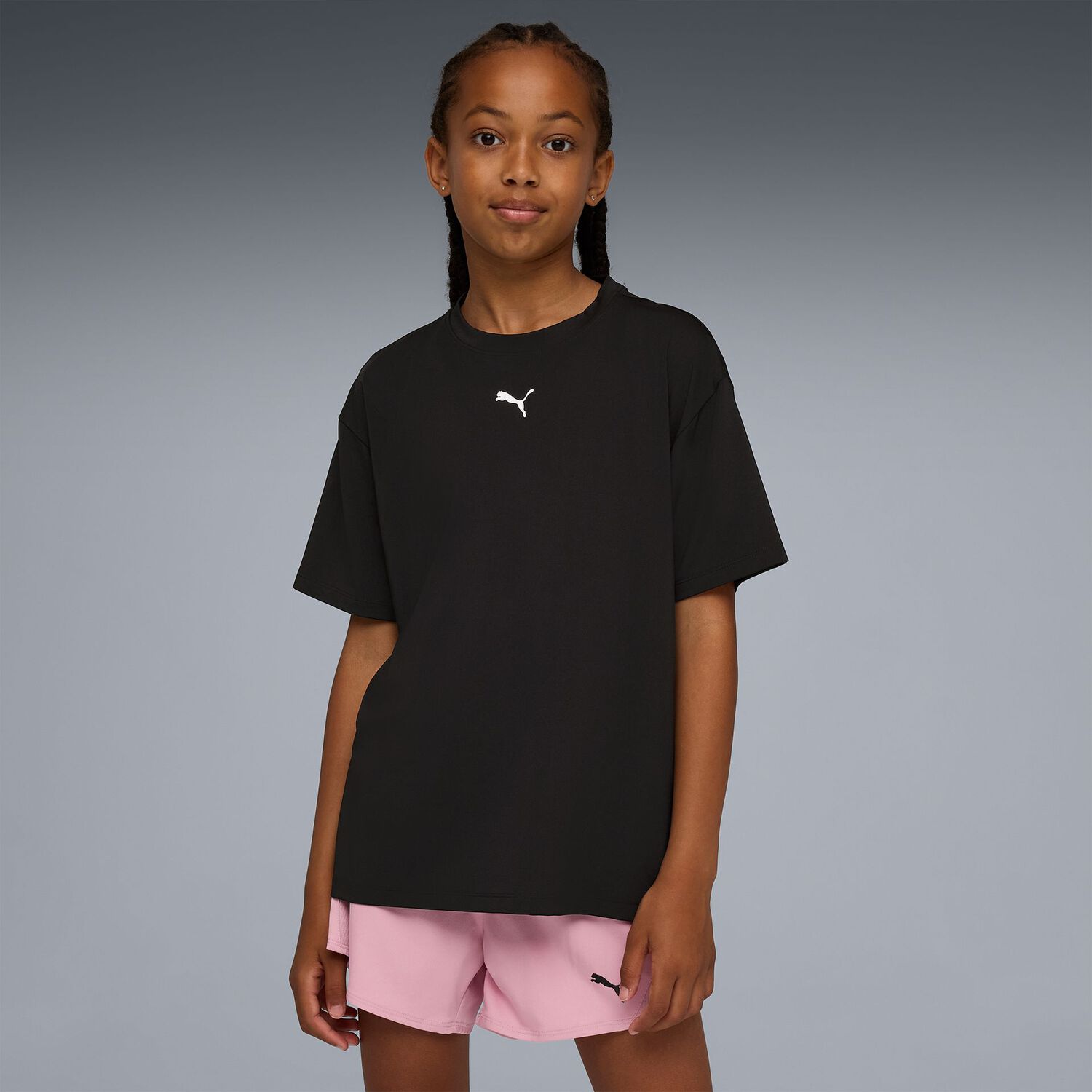 Girls Black Logo T-Shirt, 1, hi-res
