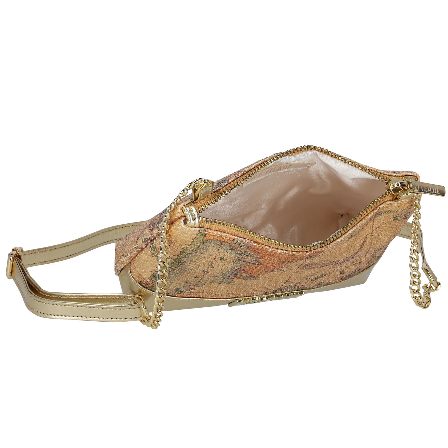 Girls Beige Geo Map Embellished Handbag, 1, hi-res