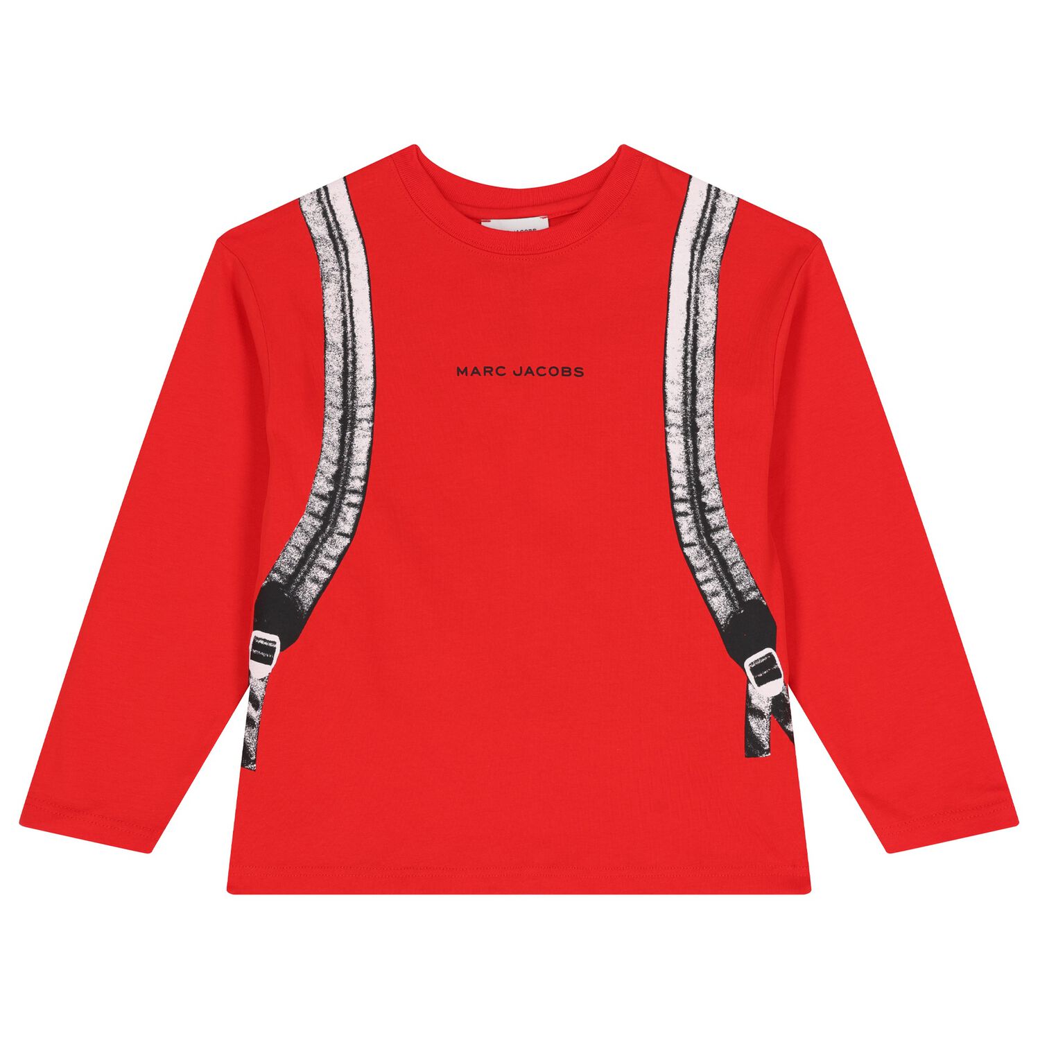 Boys Red Logo Backpack Long Sleeve Top, 1, hi-res