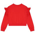Girls Red Teddy Bear Logo Sweatshirt, 1, hi-res