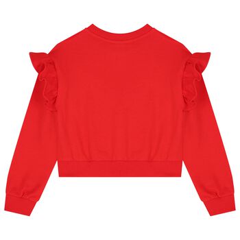 سويت شيرت بنات بالشعار بطبعه تيدى بير باللون الاحمر 