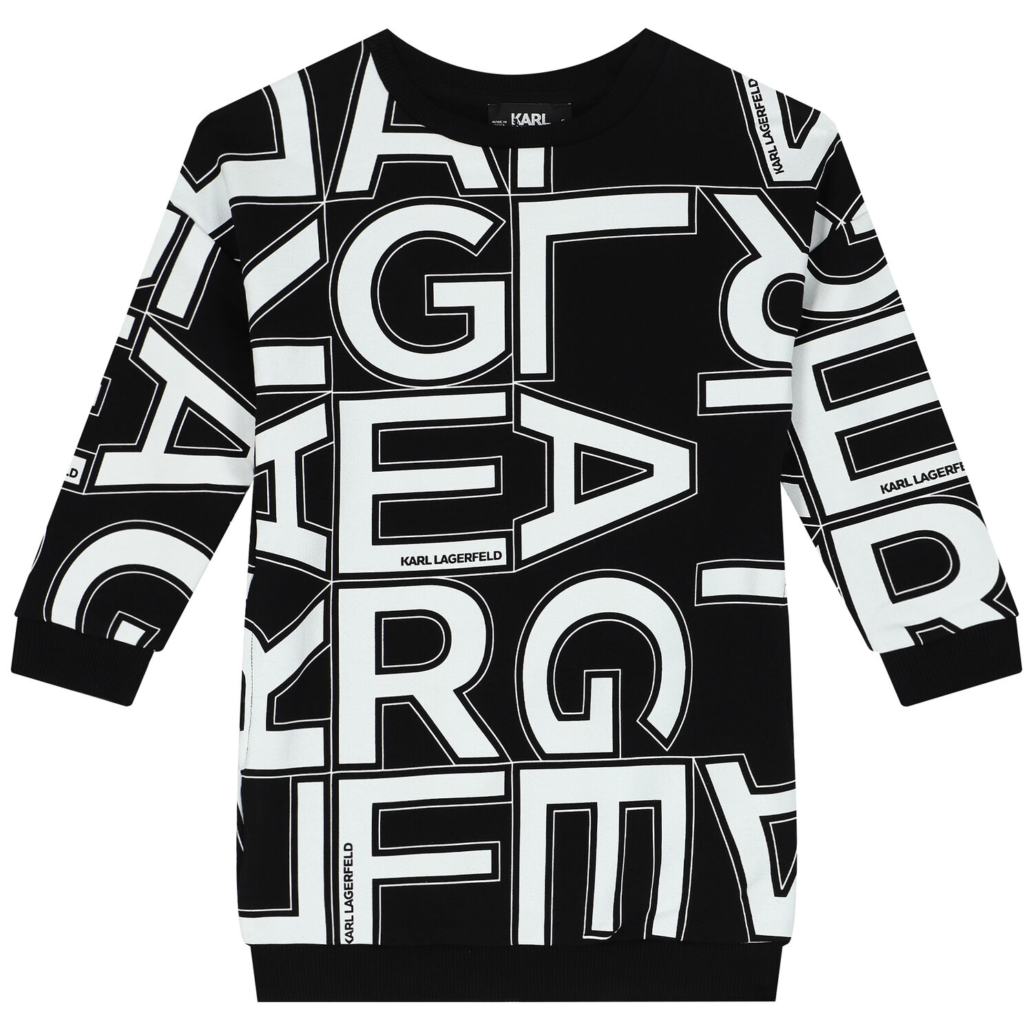 Girls Black Logo Sweatshirt Dress, 1, hi-res image number null