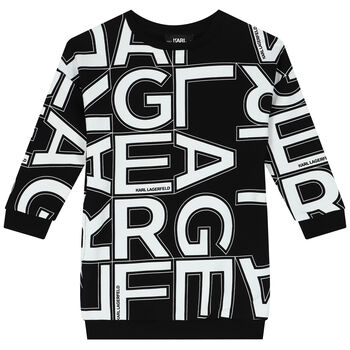 Girls Black Logo Sweatshirt Dress