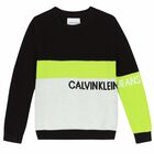 توب محبوك باللون الاسود والابيض والاخضر النيون للاولاد, 1, hi-res