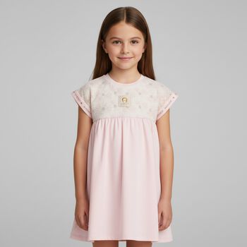 Girls Pink Embroidered Dress
