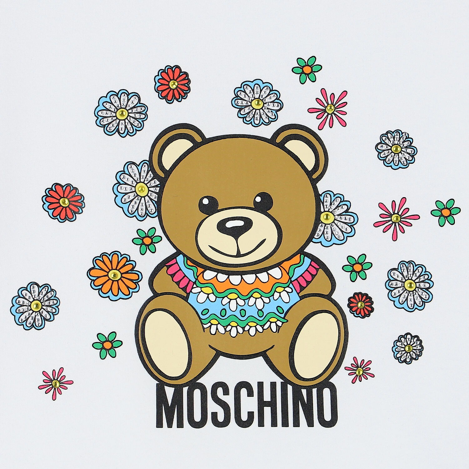 تيشيرت بنات بشعار تيدي باللون الأبيض, 1, hi-res