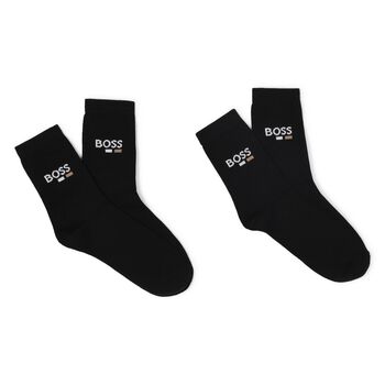 Boys Black Logo Socks ( 2-Pack )