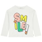 Girls White Embellished Long Sleeve Top, 1, hi-res