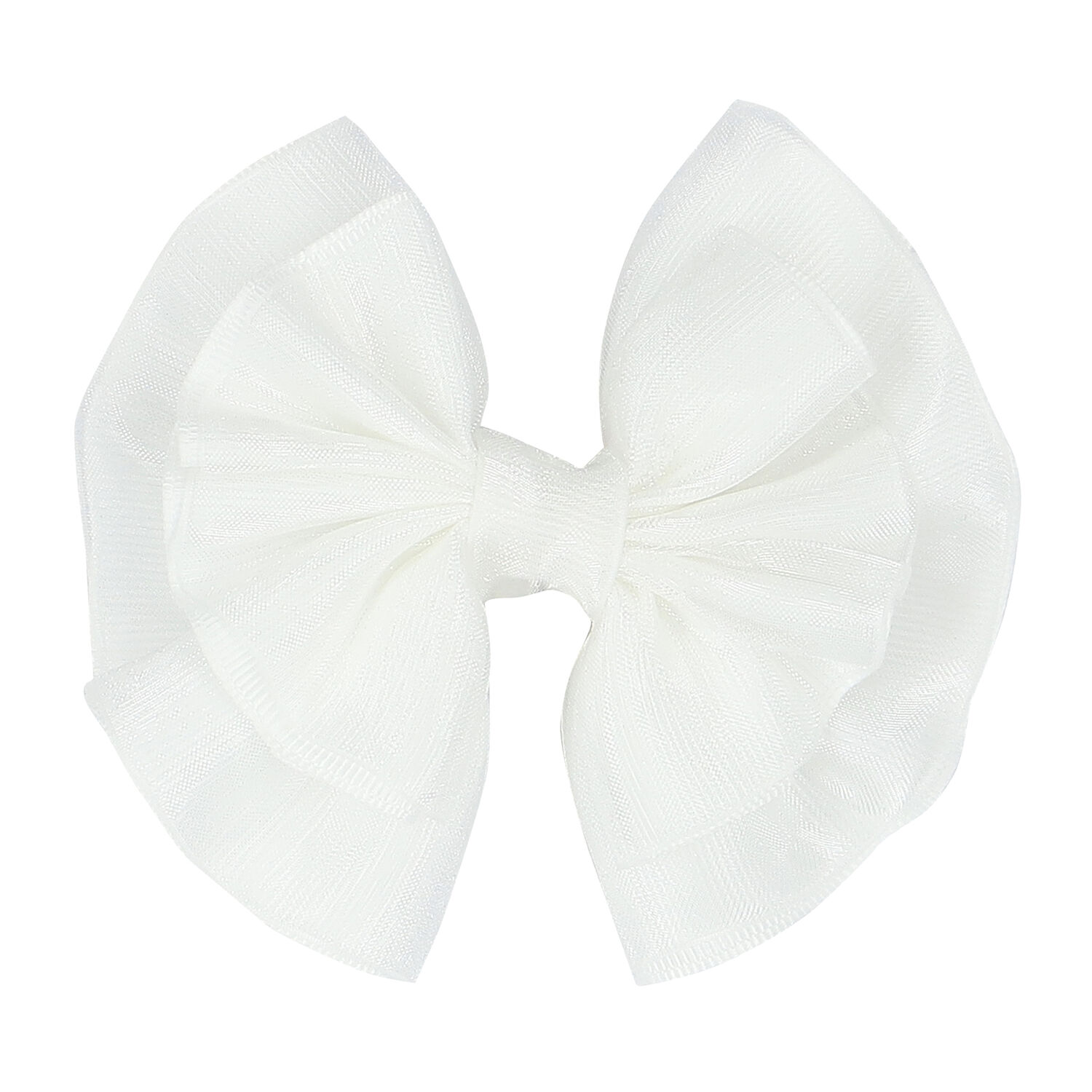 Girls White Tulle Bow Hair Clip, 2, hi-res image number null