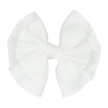 Girls White Tulle Bow Hair Clip
