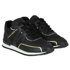 Boys Black & Gold Logo trainers, 1, hi-res