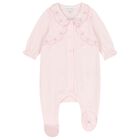 Girls Pink Flower Babygrow, 2, hi-res