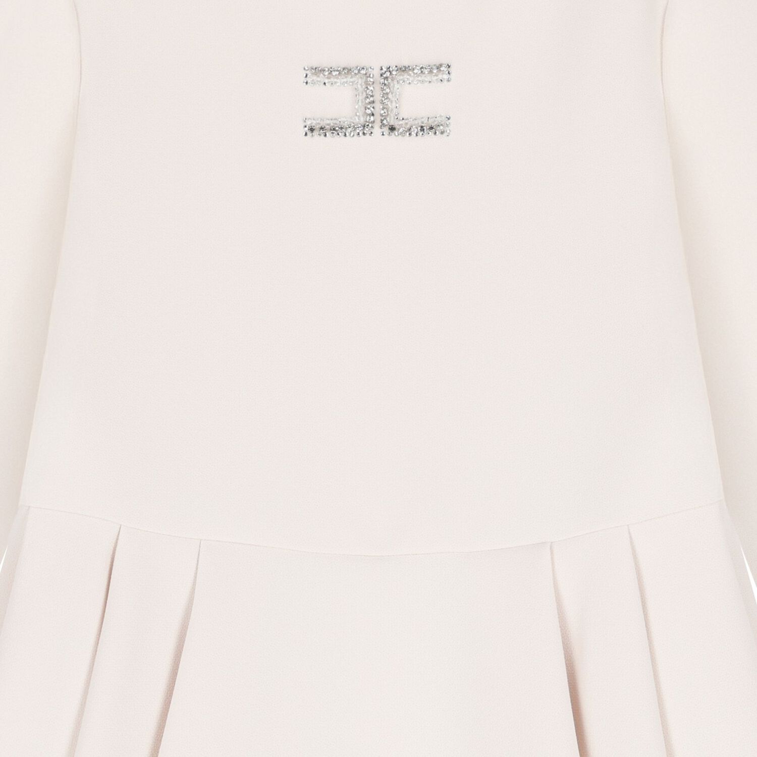 Girls Ivory Embellished Logo Dress, 1, hi-res