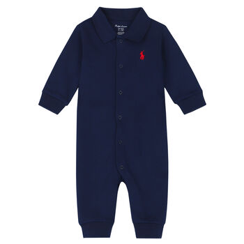 Baby Boys Navy Logo Romper