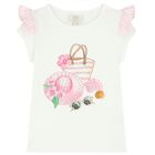 Girls Ivory & Pink Striped Shorts Set, 1, hi-res