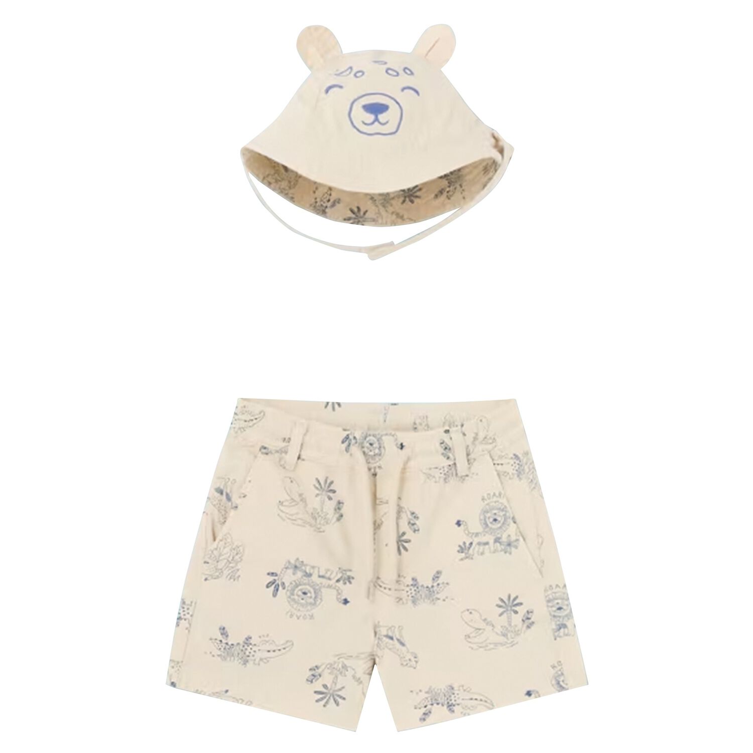 Younger Boys Ivory Shorts & Hat Set, 1, hi-res image number null