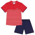 Boys Red & Navy Blue Shorts Set, 1, hi-res