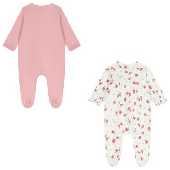 Baby Girls White & Pink Apple Babygrow ( 2-Pack )