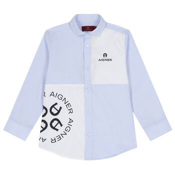 Boys Blue & White Logo Shirt