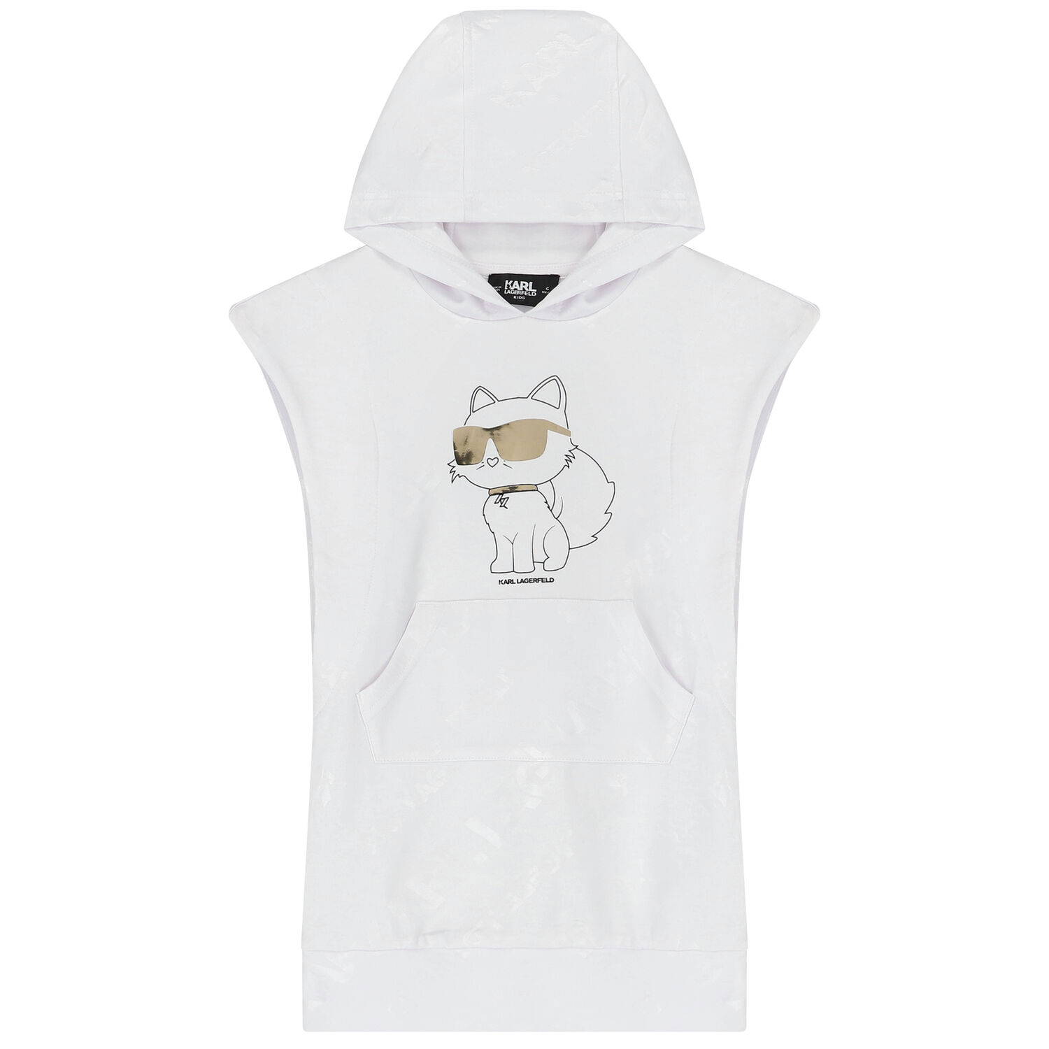 فستان بنات هودي بالشعار باللون الأبيض, 1, hi-res