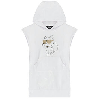 Girls White Logo Hooded Dress