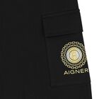 بنطلون بنات بالشعار باللون الأسود, 1, hi-res