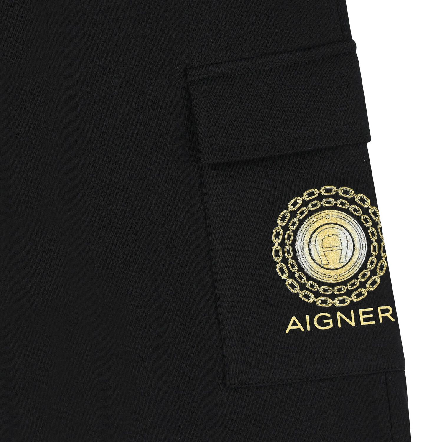 بنطلون بنات بالشعار باللون الأسود, 1, hi-res