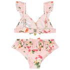 Girls Pink Floral Bikini, 1, hi-res