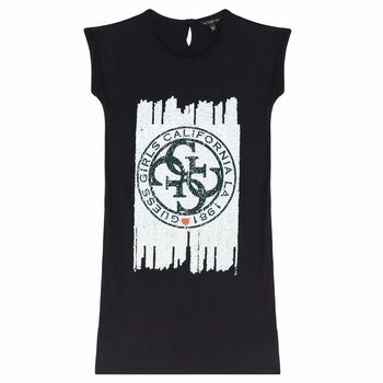 Girls Black Embellished T-Shirt Dress