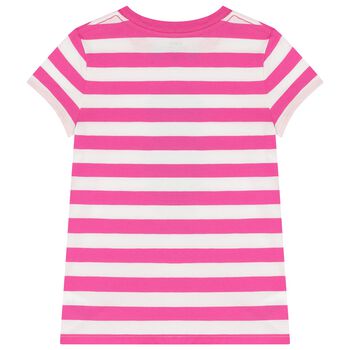 Girls White & Pink Striped T-Shirt