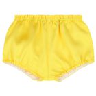 Younger Girls Yellow Bow Satin Dress Set, 1, hi-res