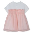 Younger Girls White & Pink Logo Dress, 2, hi-res