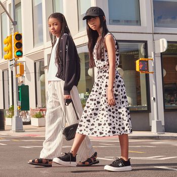 Girls Black Logo Sandals