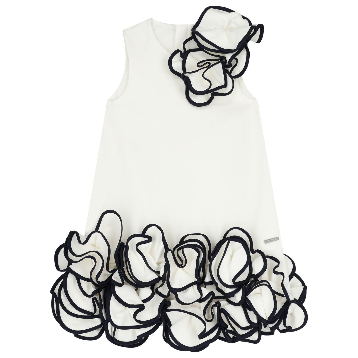 Girls White Floral Dress, 1, hi-res