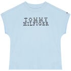 تيشيرت بنات بالشعار باللون الأزرق, 2, hi-res