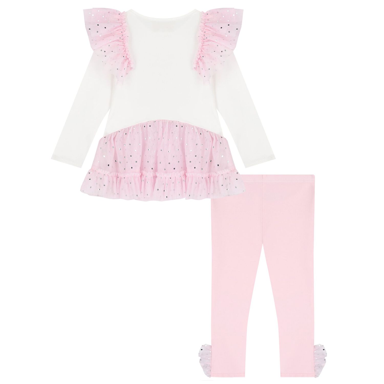 Girls Pink & Ivory Tulle Fairy Wings Leggings Set , 1, hi-res