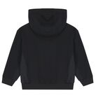 Boys Black Logo Hooded Zip Up Top, 1, hi-res