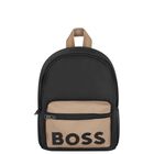 Boys Black & Beige Logo Backpack, 1, hi-res