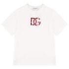 White & Red Majolica Embossed Logo T-Shirt, 1, hi-res
