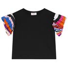 Girls Black Iride T-Shirt, 1, hi-res