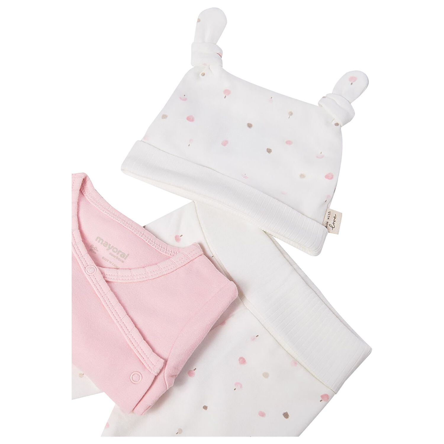 Baby Girls Ivory & Pink 2 Piece Babygrow Set, 2, hi-res