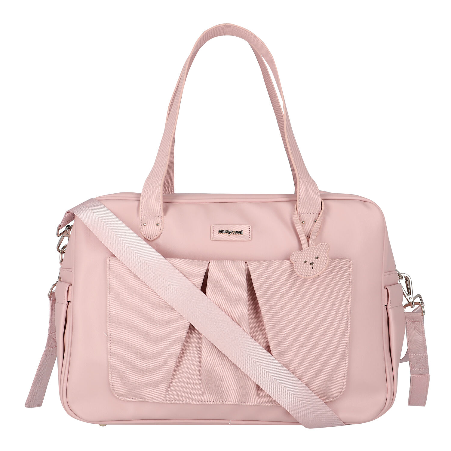 Pink Faux Leather Baby Changing Bag, 2, hi-res