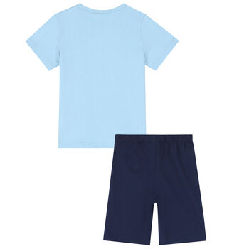 Boys Blue & Navy Shark Shorts Set