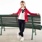 Girls Navy Jersey Trousers, 1, hi-res